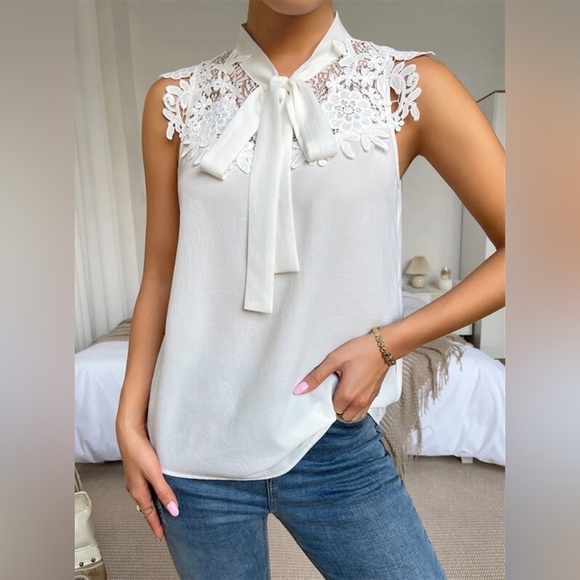Lace Tied Mock Neck Tank main image 0